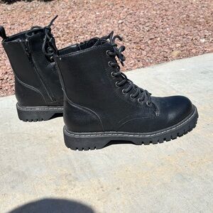 Black Lace-Up Combat Boots